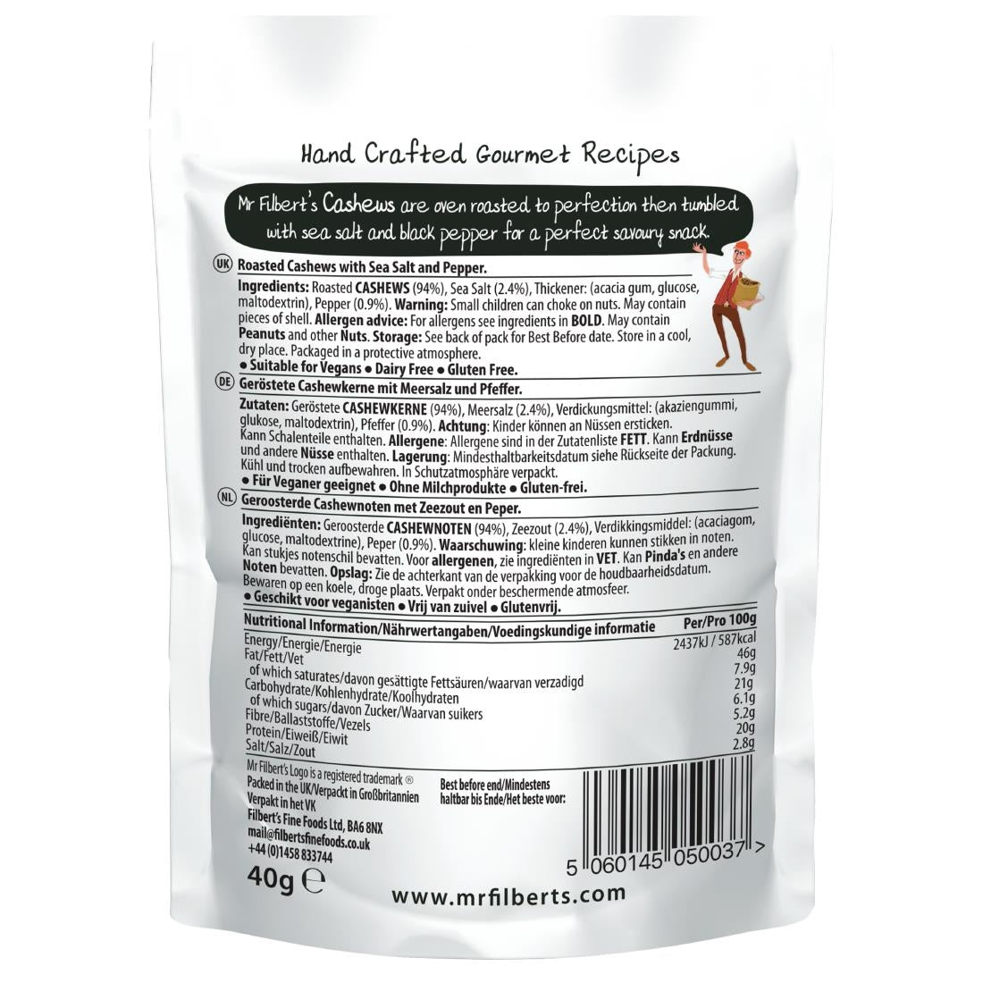 Mr Filbert's Salt & Pepper Cashews 40g (20 Pack)