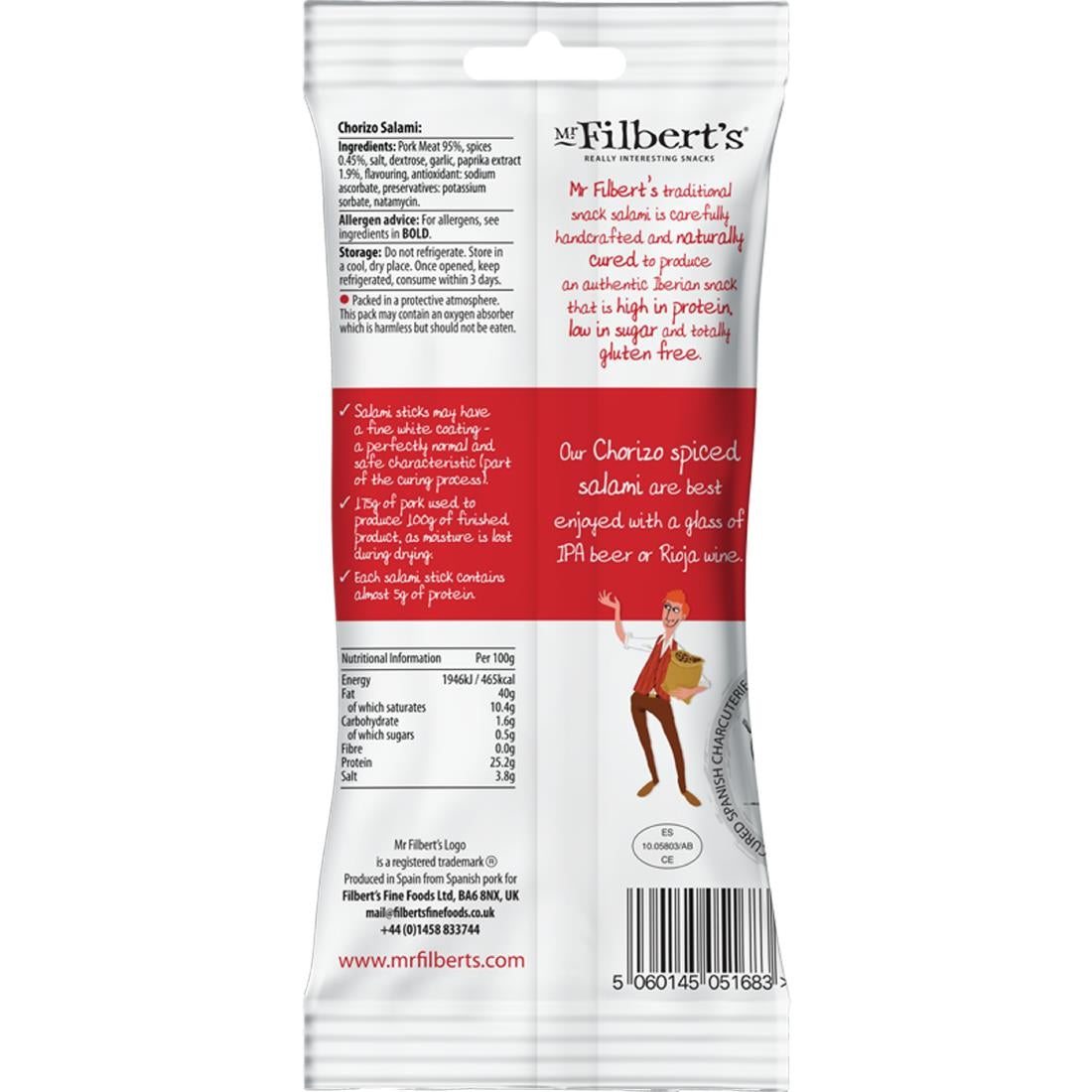 Mr Filbert's Snack Salami Chorizo 38g (15 Pack)