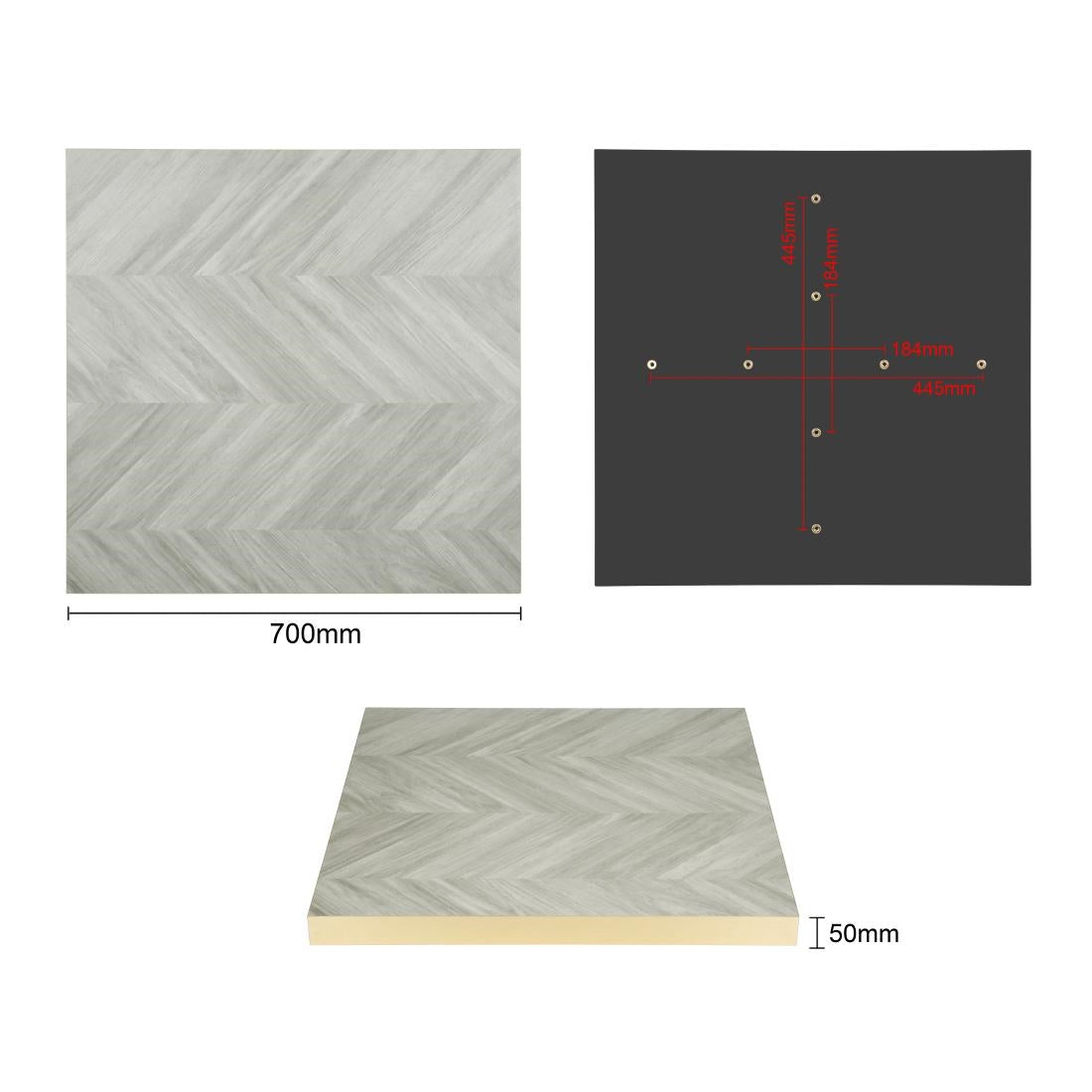 Bolero Pre-Drilled Table Top Chevron Design 700mm
