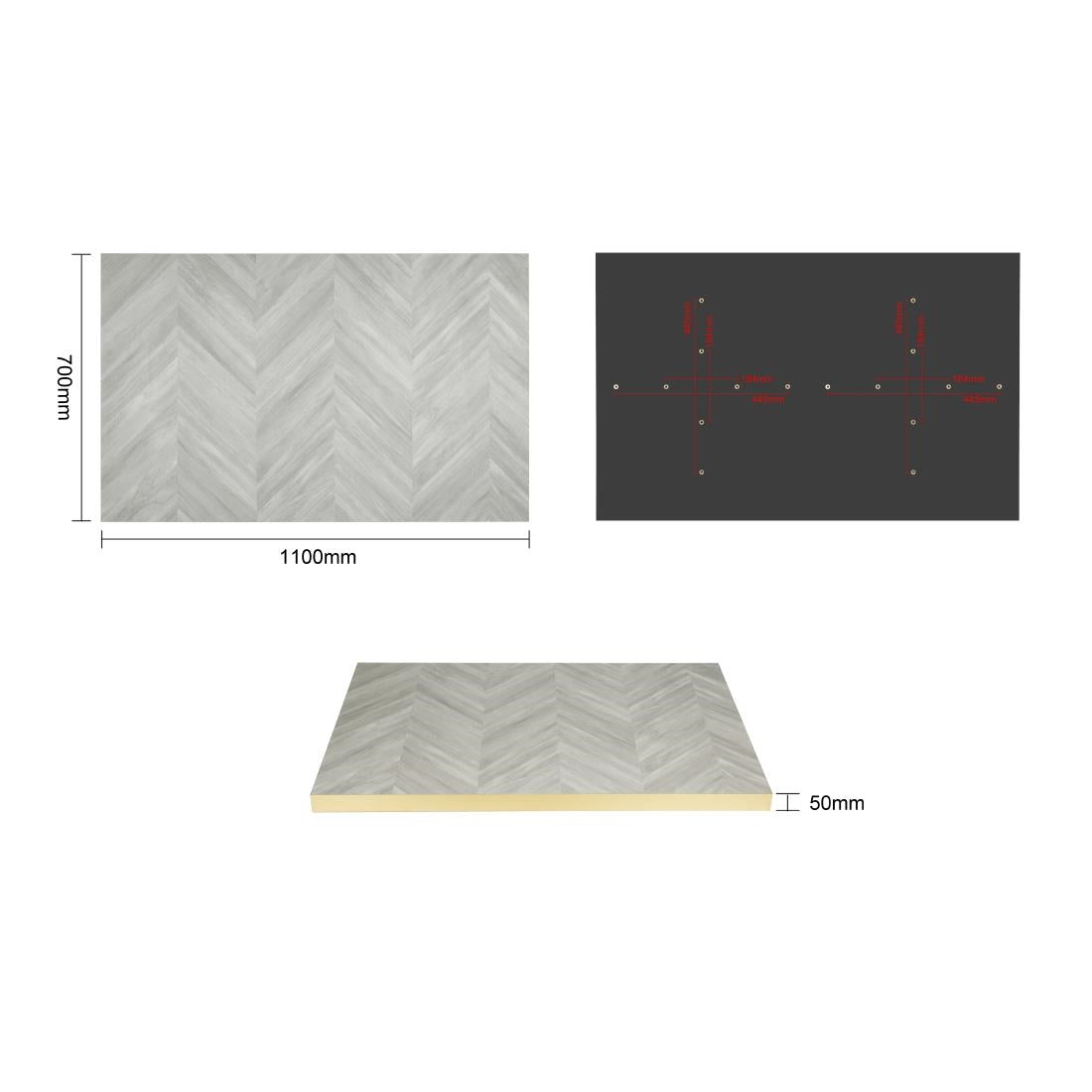 Bolero Rectangular Table Top Chevron Design 1100x 700mm
