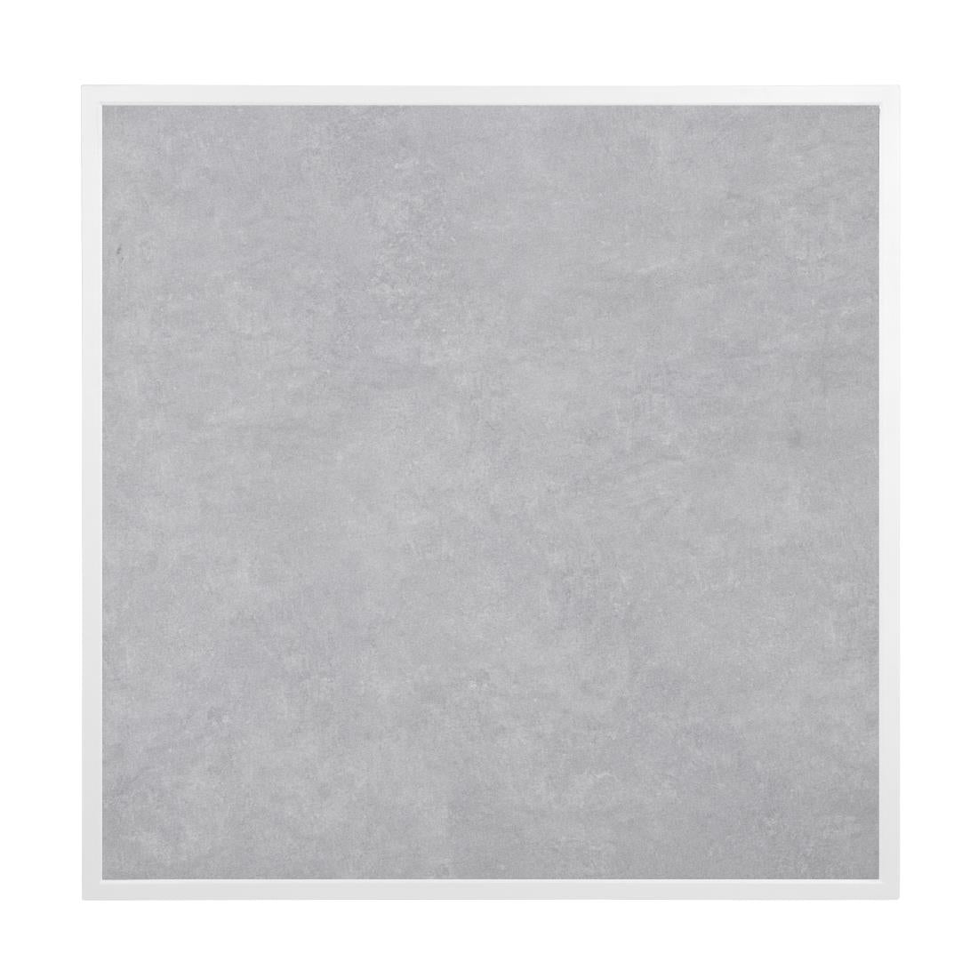 Bolero Light Grey Stone Effect Outdoor Tempered Glass Table Top White Trim 700mm