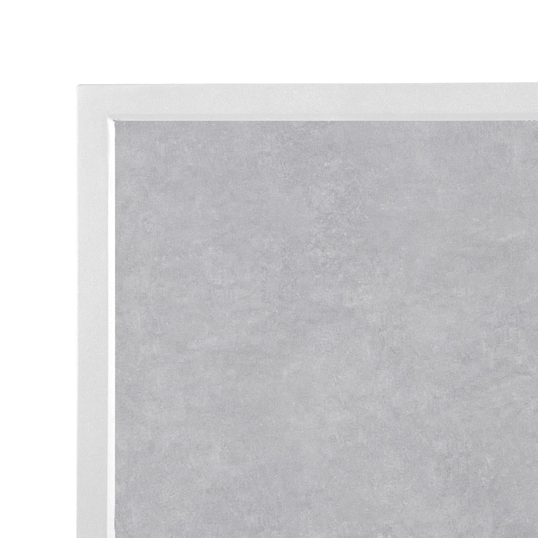 Bolero Light Grey Stone Effect Outdoor Tempered Glass Table Top White Trim 700mm