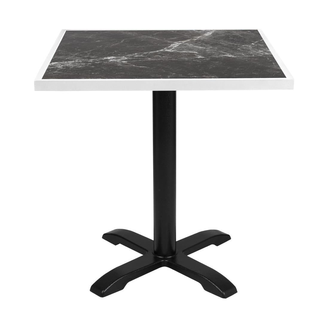 Bolero Dark Granite Effect Outdoor Tempered Glass Table Top White Trim 700mm