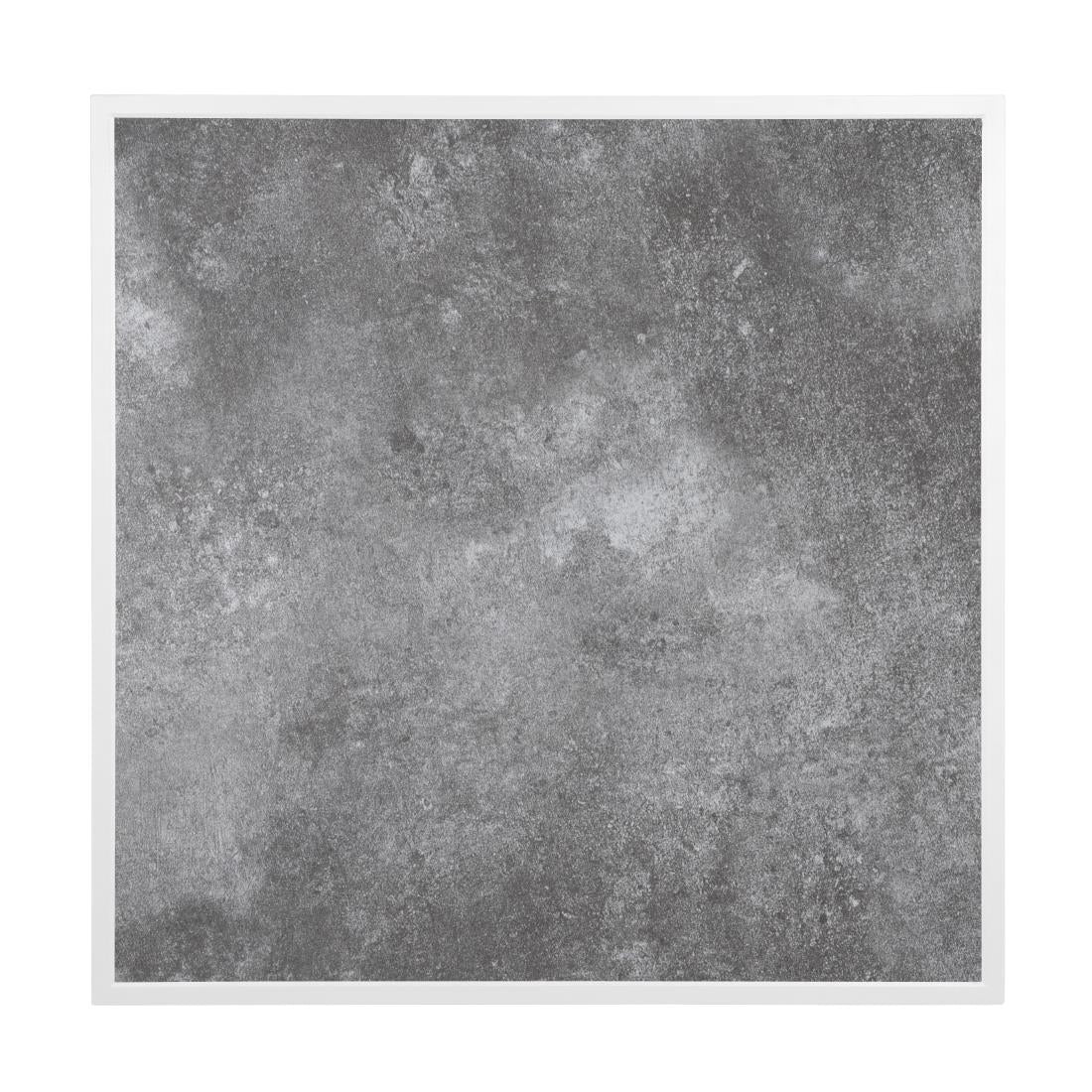 Bolero Dark Stone Effect Outdoor Tempered Glass Table Top White Trim - 700mm