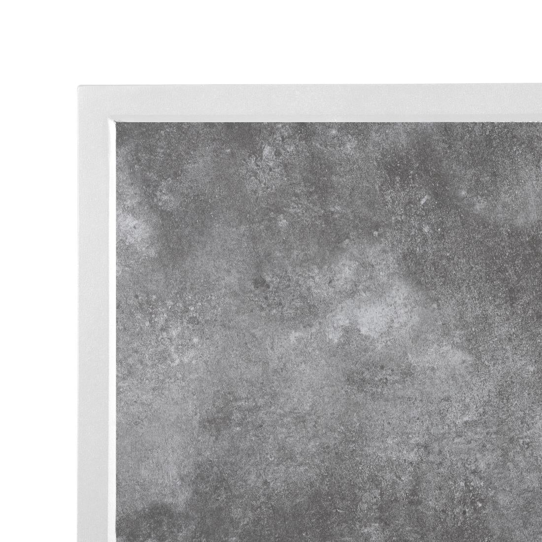 Bolero Dark Stone Effect Outdoor Tempered Glass Table Top White Trim - 700mm