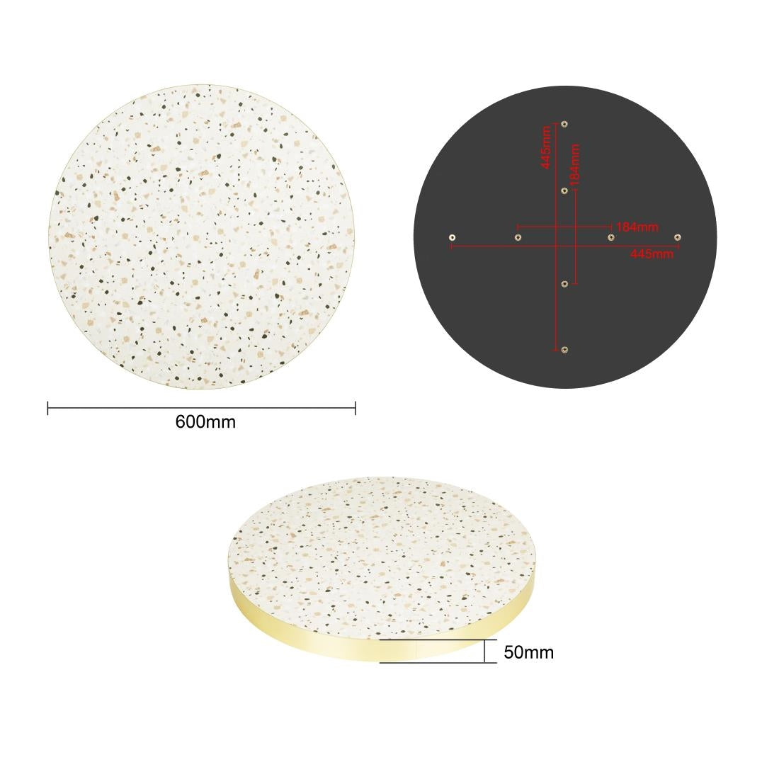 Bolero Terrazzo Style Round Table Top 600mm