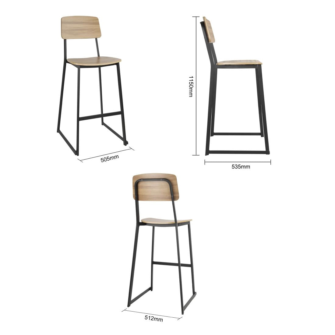 Bolero Beaufort Wooden Interior High Stools (2 Pack)