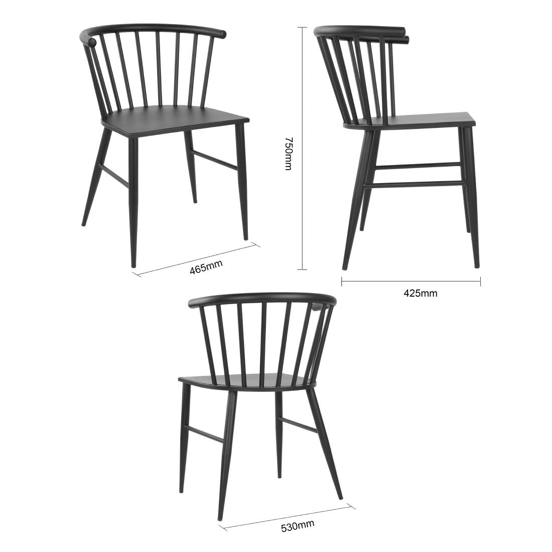 Bolero Harrowdene Black Spindle Chairs (2 Pack)