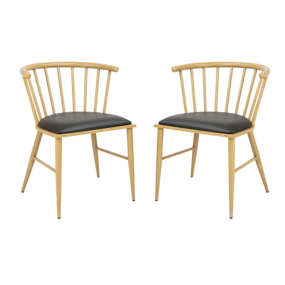 Bolero Harrowdene Padded Metal Side Chairs Wood Effect (2 Pack)