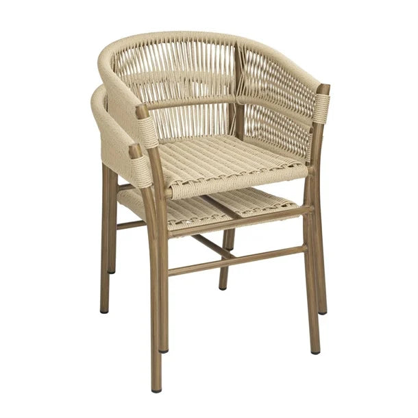 Bolero Florence Natural Rope Twist Wicker Chairs (2 Pack)