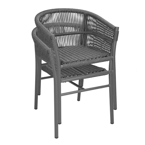 Bolero Florence Grey Mix Rope Twist Wicker Chairs (2 Pack)