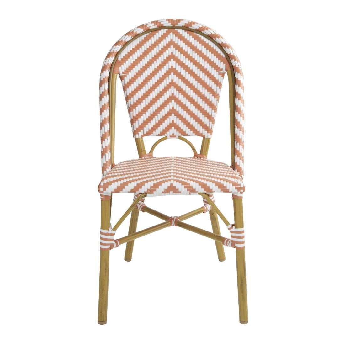 Bolero Parisian Style Rattan Side Chair Coral (2 Pack)