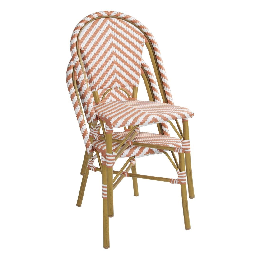 Bolero Parisian Style Rattan Side Chair Coral (2 Pack)