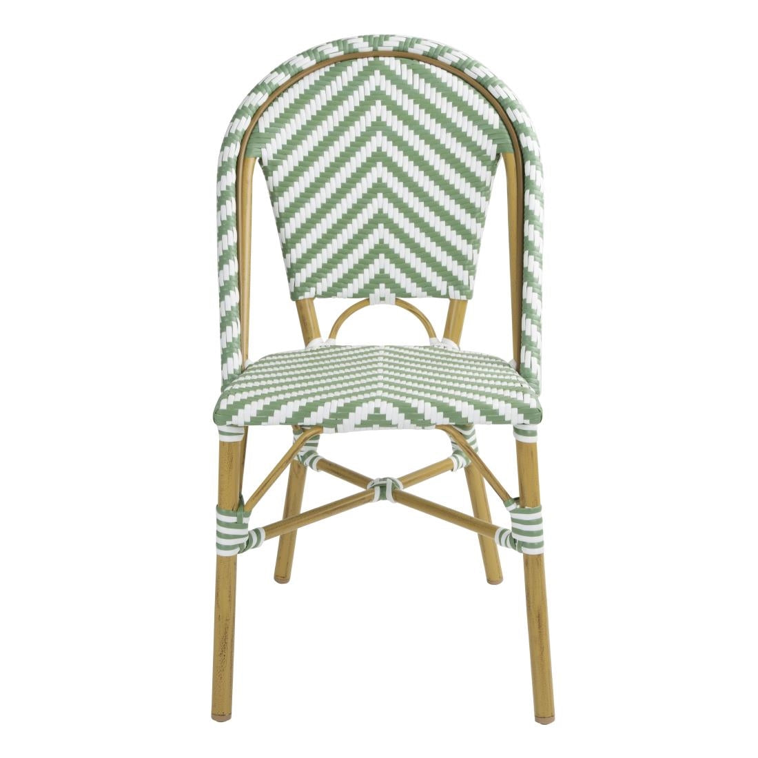 Bolero Parisian Style Rattan Side Chair Light Green (2 Pack)