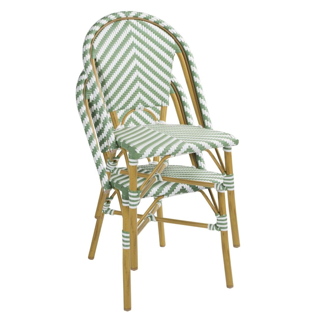Bolero Parisian Style Rattan Side Chair Light Green (2 Pack)