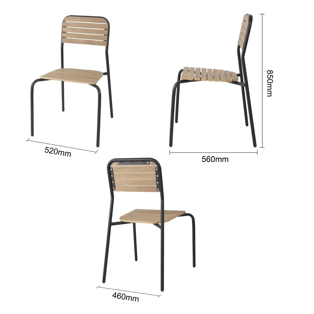 Bolero Santorini Wood Effect Outdoor Chairs (4 Pack)
