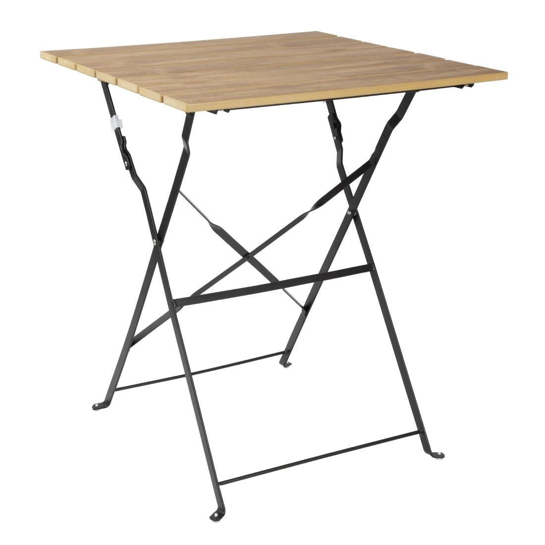 Bolero Perth Wood Effect Pavement Style Steel Table Square 600mm