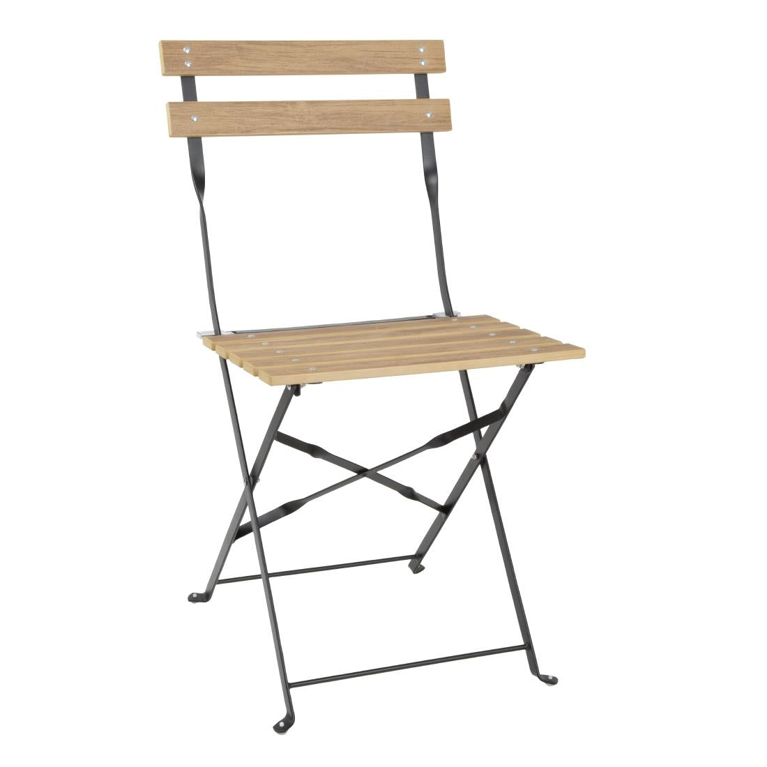 Bolero Perth Wood Effect Pavement Style Steel Folding Chairs (2 Pack)
