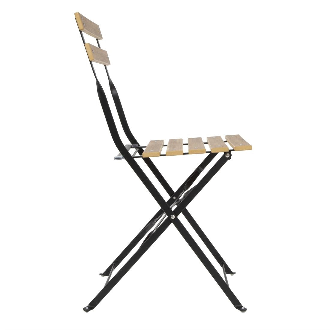 Bolero Perth Wood Effect Pavement Style Steel Folding Chairs (2 Pack)