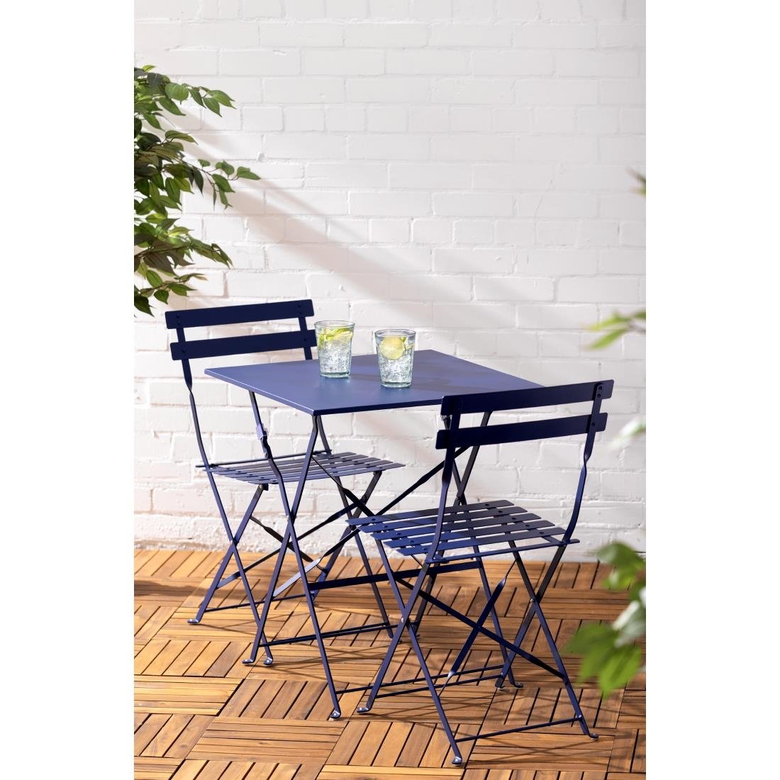 Bolero Perth Dark Navy Pavement Style Steel Folding Chairs (2 Pack)