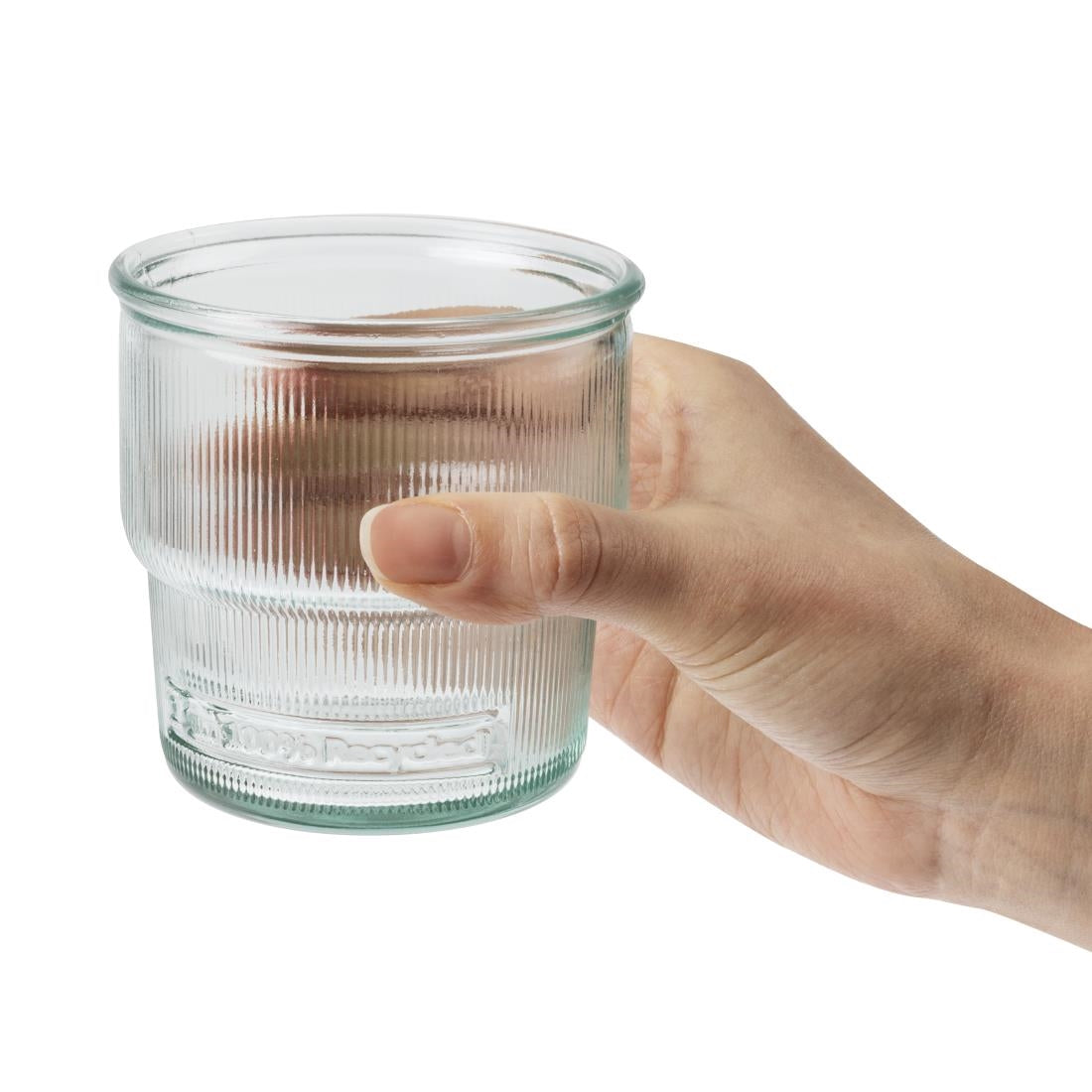 Olympia Recycled Glasses Ribbed Stackable Tumblers 300ml (6 Pack)