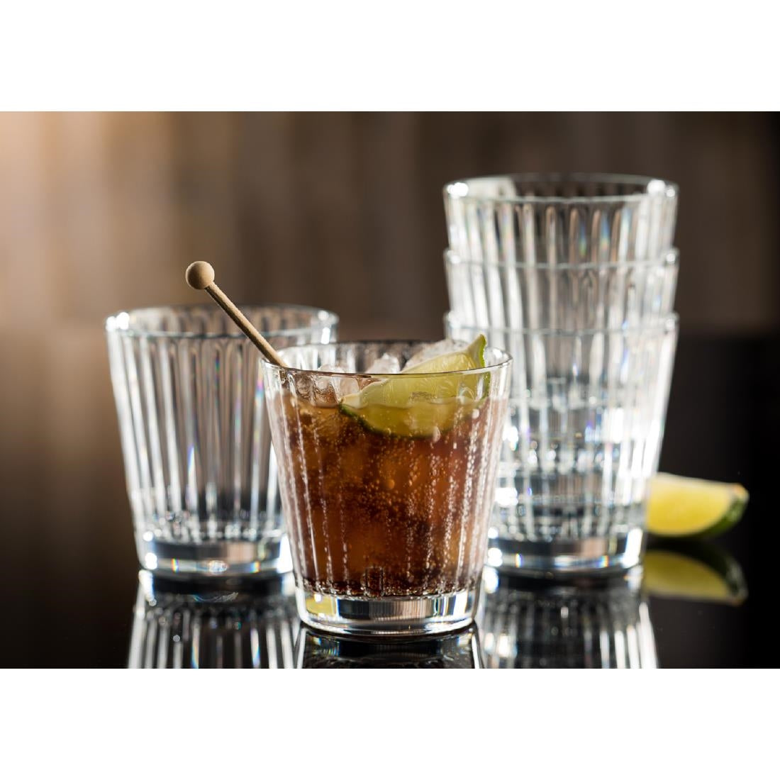 Utopia Lucent Lined Stacking Tumblers 340ml (6 Pack)