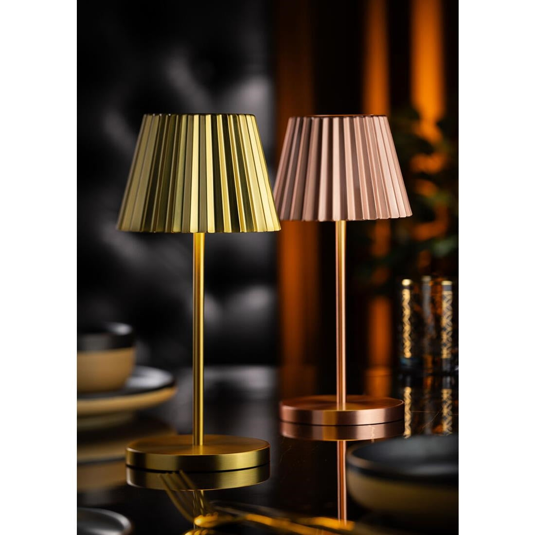 Utopia Dominica LED Cordless Table Lamp 260mm Brushed Gold (6 Pack)