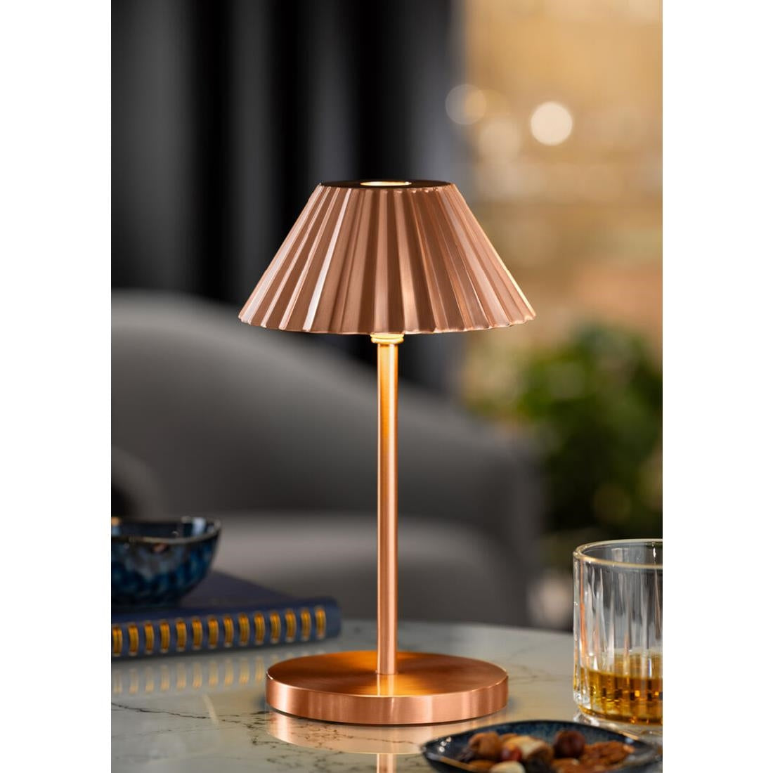 Utopia Aruba LED Cordless Table Lamp 230mm Brushed Copper (6 Pack)