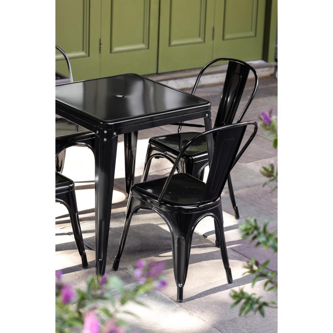 Bolero Bistro Steel Square Table Black 668mm (Single)