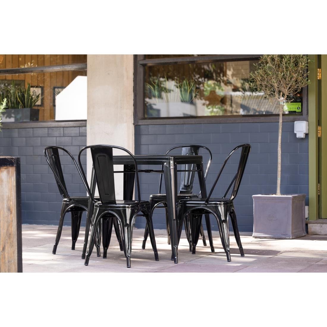 Bolero Bistro Steel Square Table Black 668mm (Single)