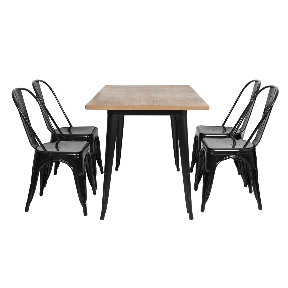 Bolero Bistro Steel Side Chairs Black (4 Pack)