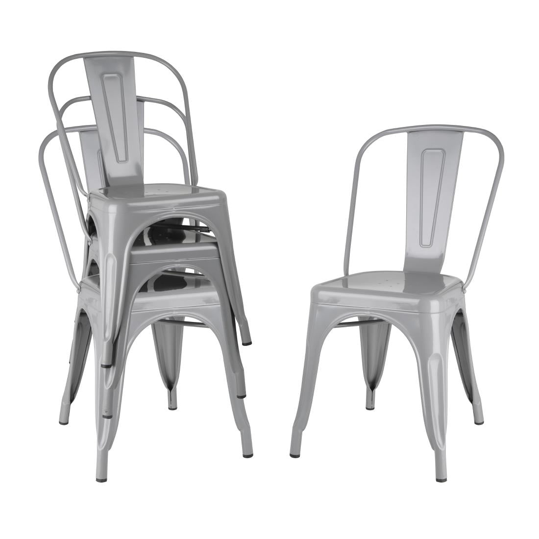 Bolero Bistro Steel Side Chairs Grey (4 Pack)