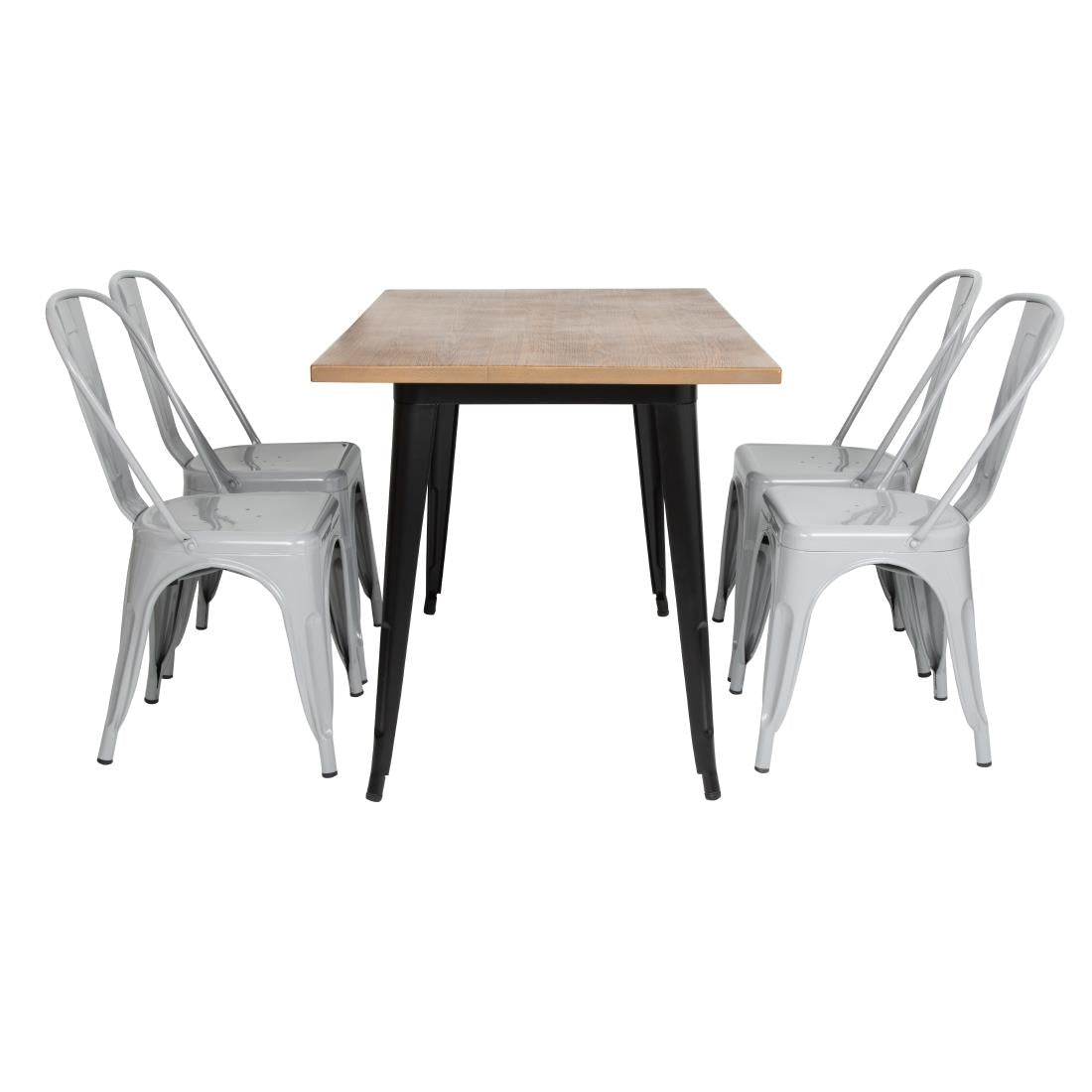 Bolero Bistro Steel Side Chairs Grey (4 Pack)