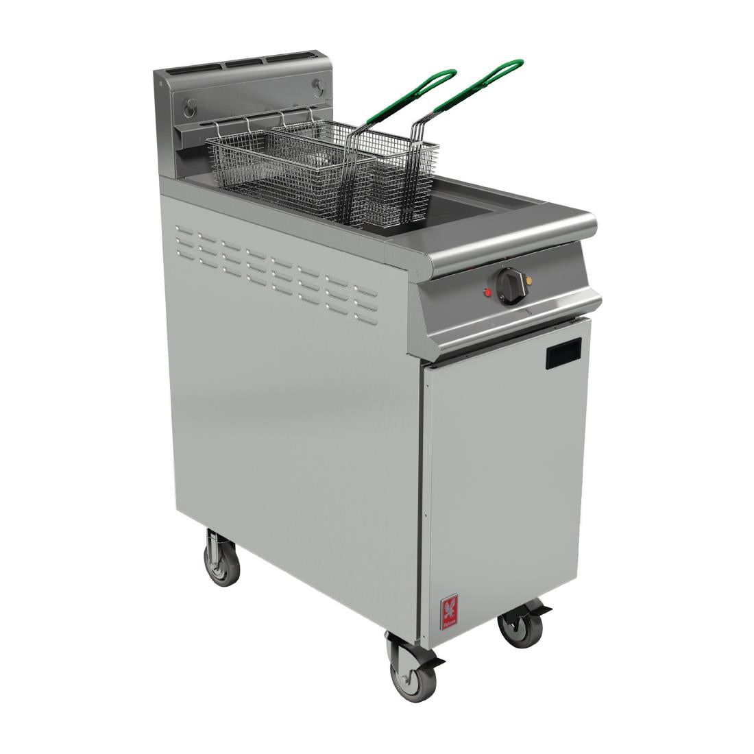 Falcon Dominator Plus Free Standing Propane Fryer on Castors with Fryer Angel G3840X