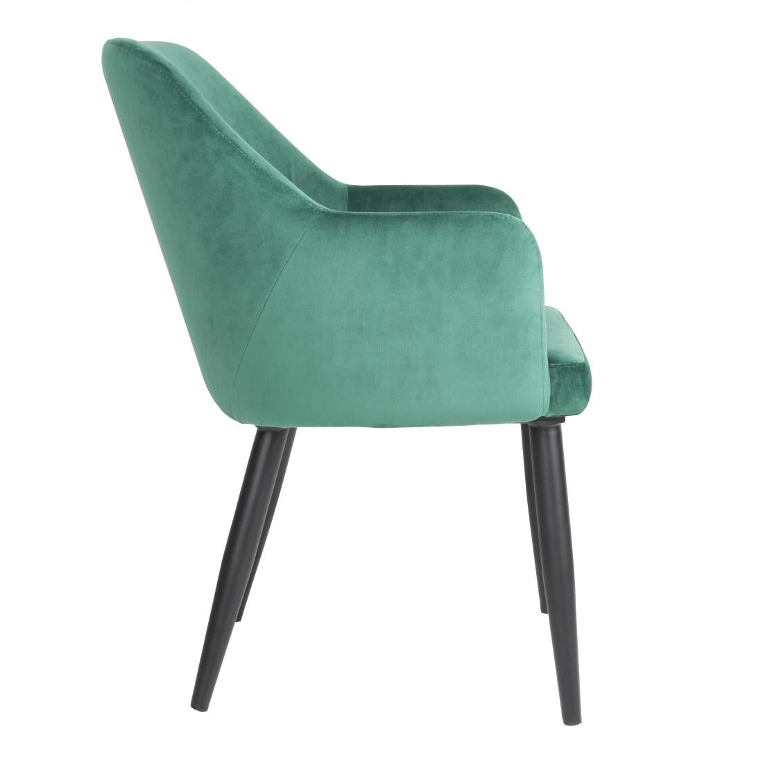 Bolero Lia Velvet Effect Chairs Dark Green (2 Pack)