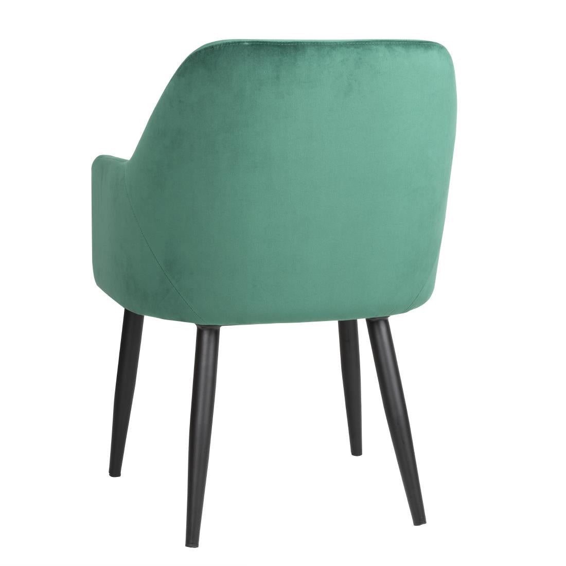 Bolero Lia Velvet Effect Chairs Dark Green (2 Pack)