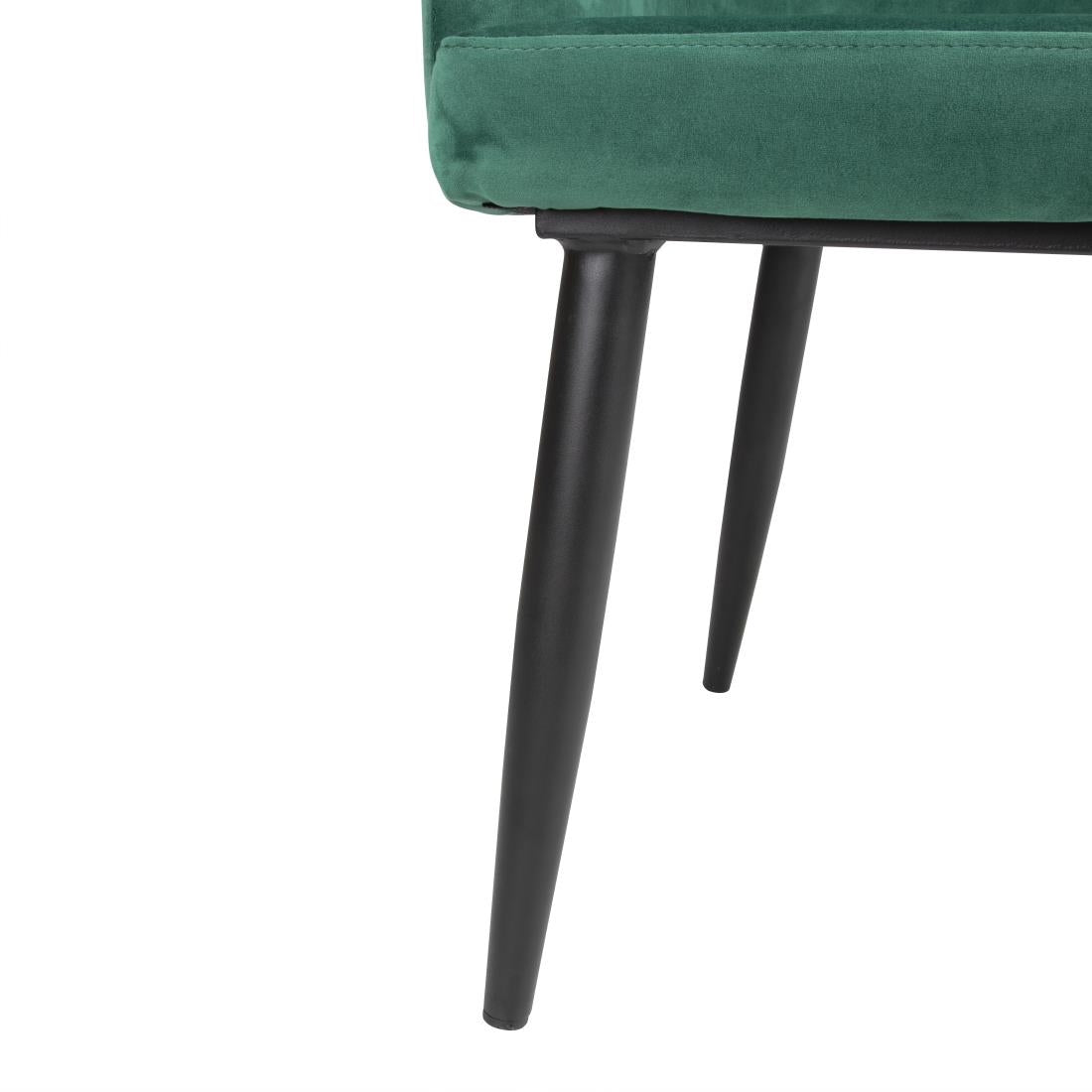 Bolero Lia Velvet Effect Chairs Dark Green (2 Pack)