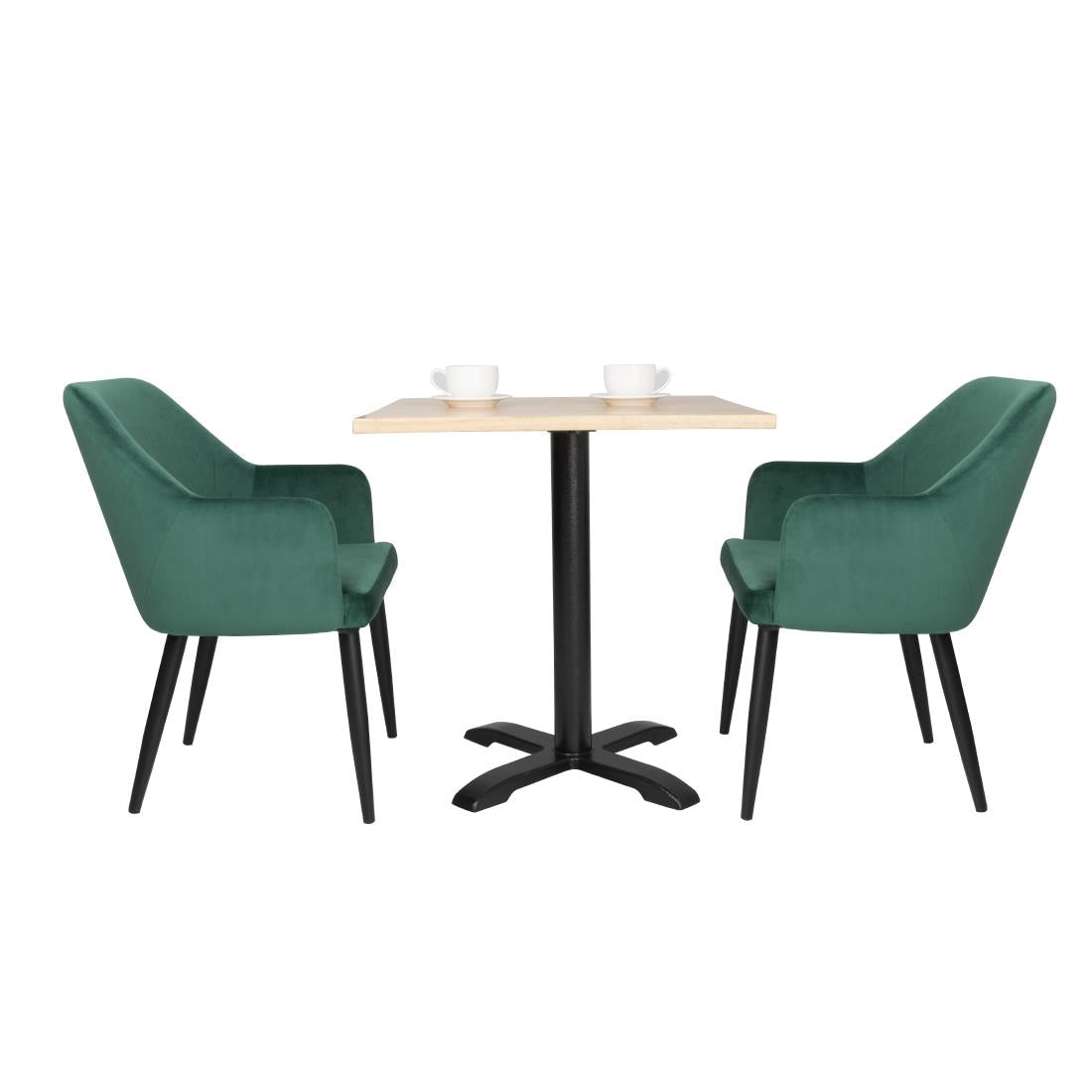 Bolero Lia Velvet Effect Chairs Dark Green (2 Pack)