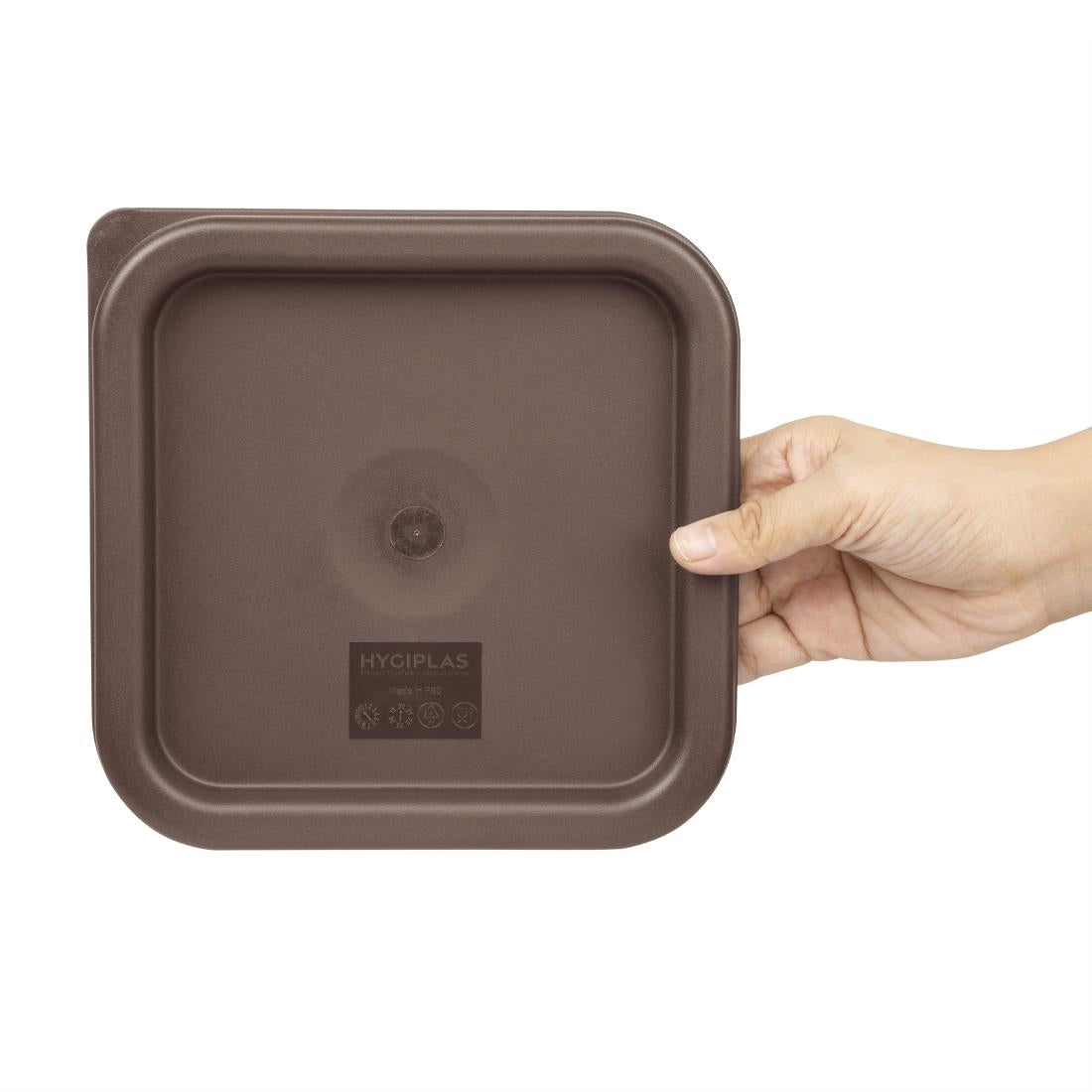 Hygiplas Square Food Storage Container Lid Brown Small