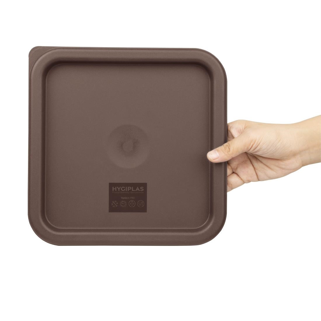 Hygiplas Square Food Storage Container Lid Brown Medium