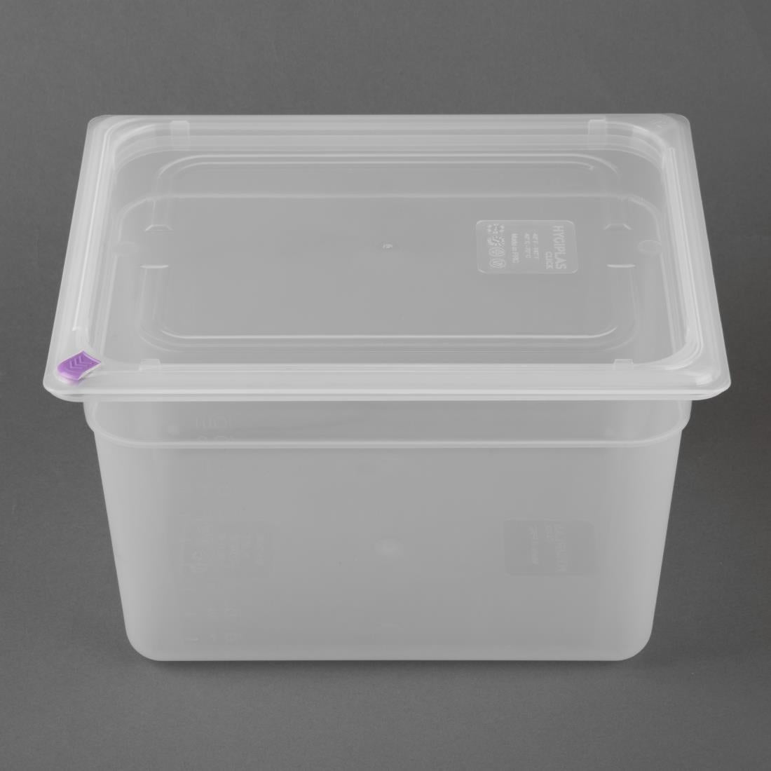 Hygiplas Click PP GN Container 1/2 with Lid & 7 Colour Clips 200mm 11.7Ltr (4 Pack)