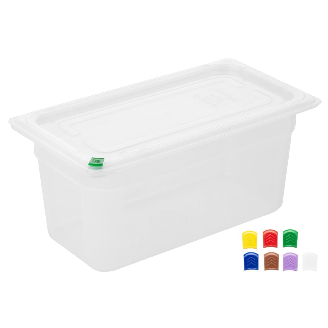 Hygiplas Click PP GN Container 1/3 with Lid & 7 Colour Clips 150mm 5.3Ltr (4 Pack)