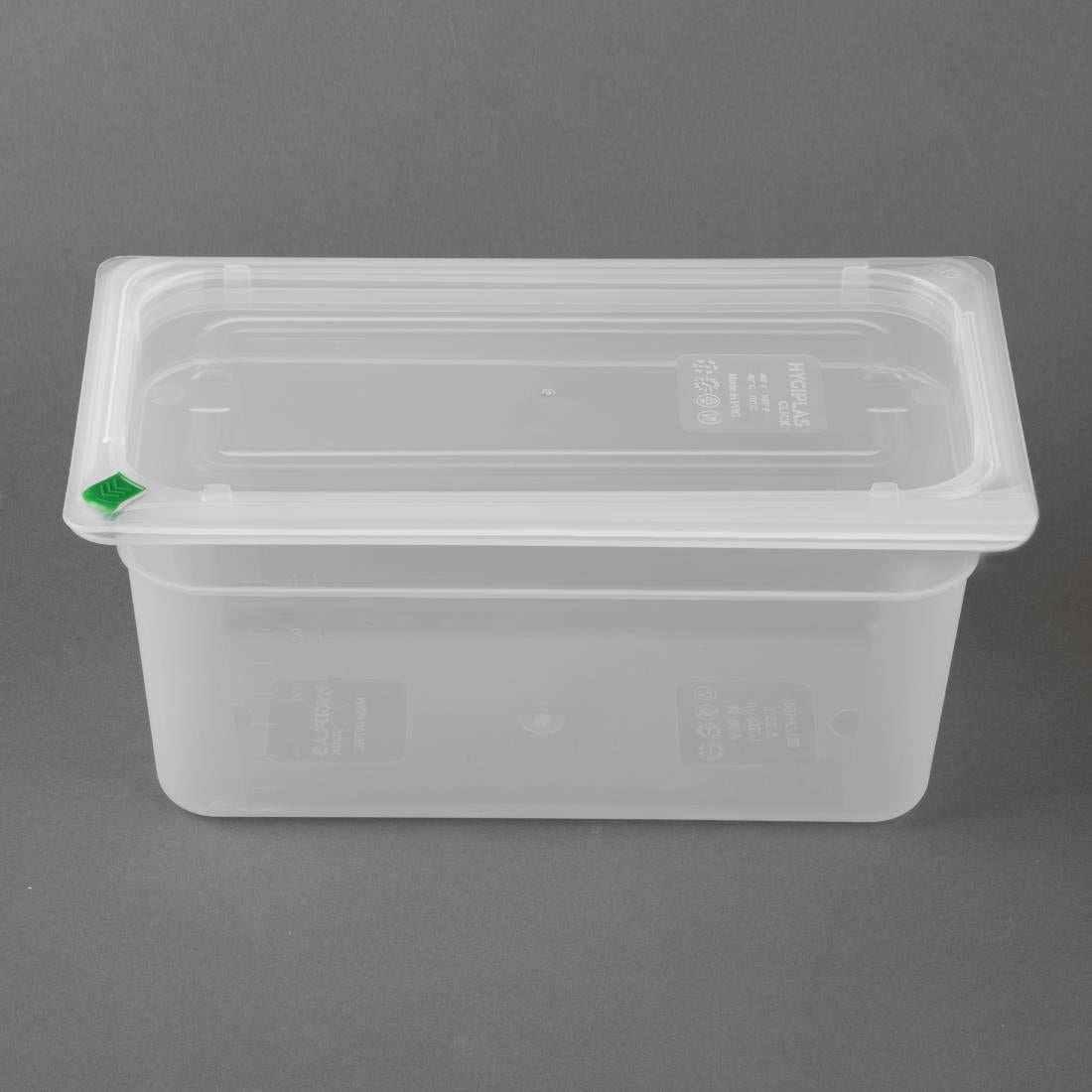 Hygiplas Click PP GN Container 1/3 with Lid & 7 Colour Clips 150mm 5.3Ltr (4 Pack)