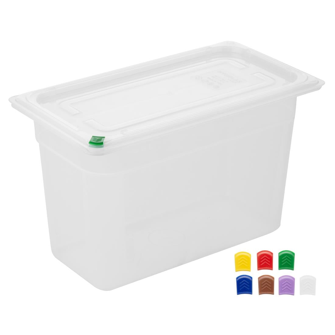 Hygiplas Click PP GN Container 1/3 with Lid & 7 Colour Clips 200mm 6.9Ltr (4 Pack)