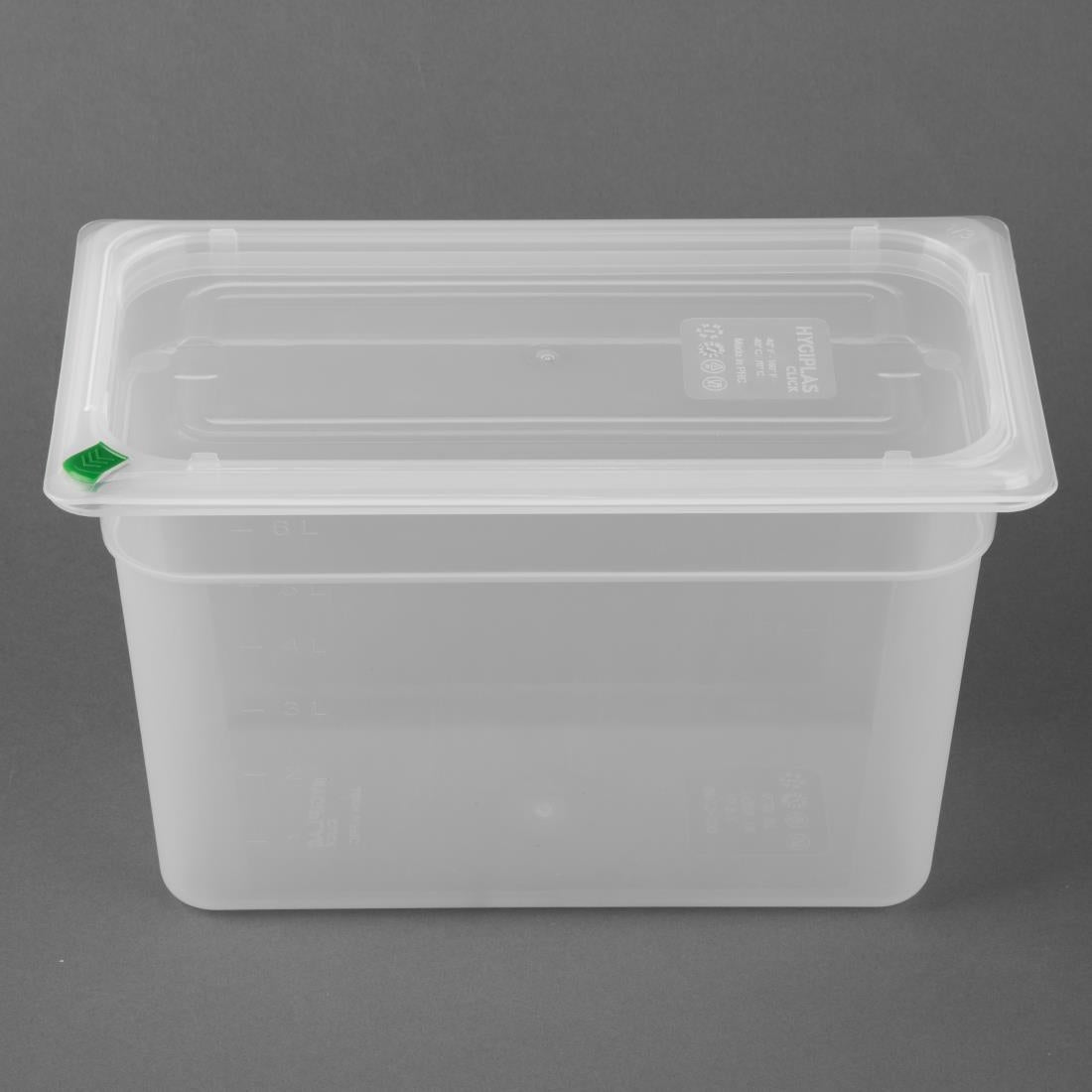 Hygiplas Click PP GN Container 1/3 with Lid & 7 Colour Clips 200mm 6.9Ltr (4 Pack)