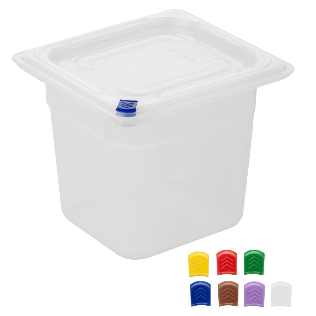Hygiplas Click PP GN Container 1/6 with Lid & 7 Colour Clips 150mm 2.2Ltr (4 Pack)