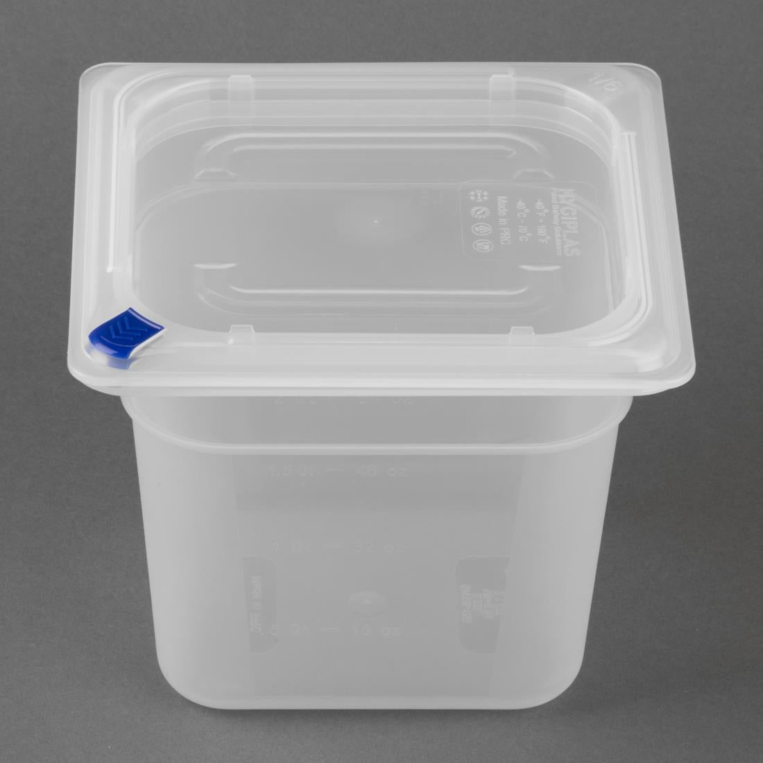 Hygiplas Click PP GN Container 1/6 with Lid & 7 Colour Clips 150mm 2.2Ltr (4 Pack)