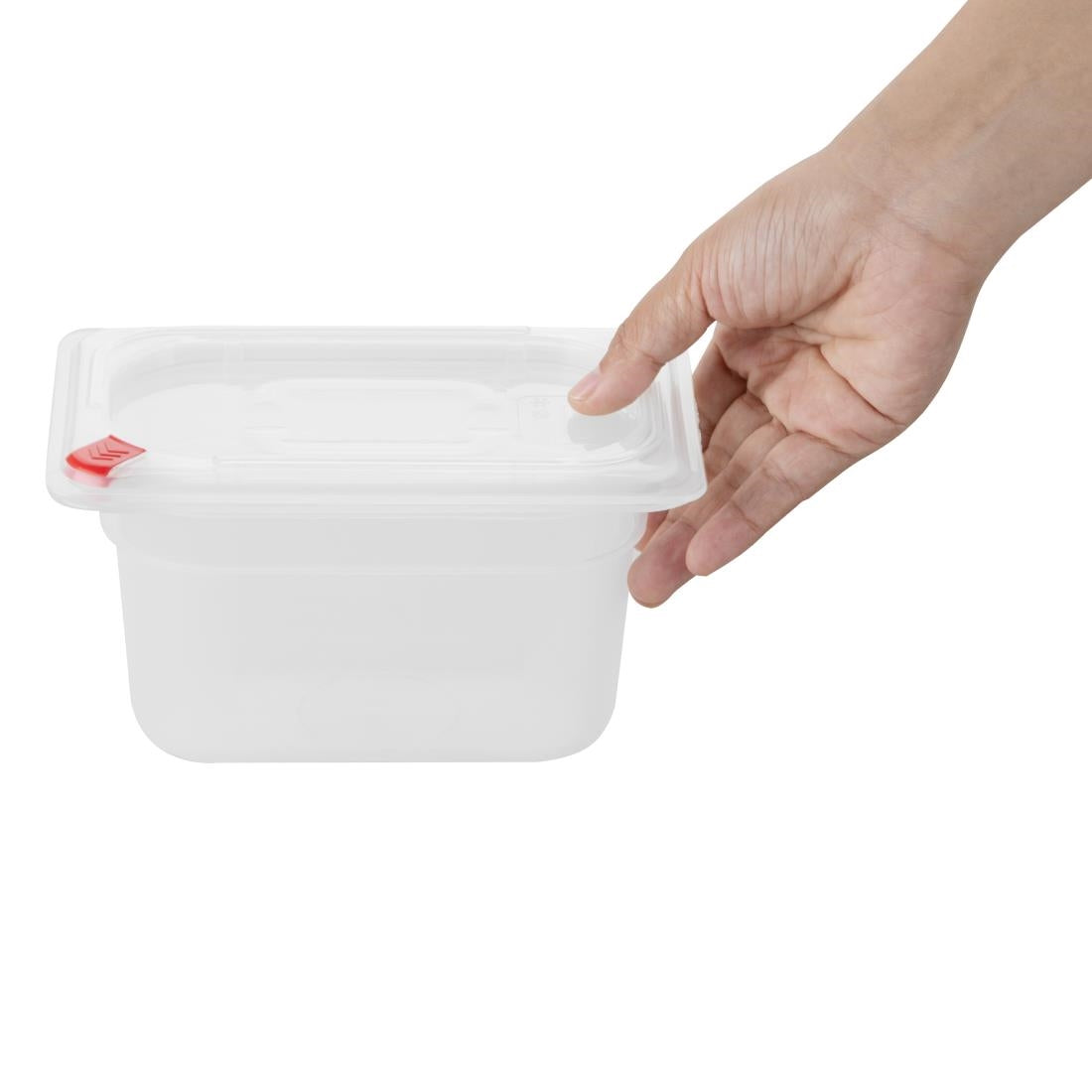 Hygiplas Click PP GN Container 1/9 with Lid & 7 Colour Clips 100mm 0.85Ltr (4 Pack)