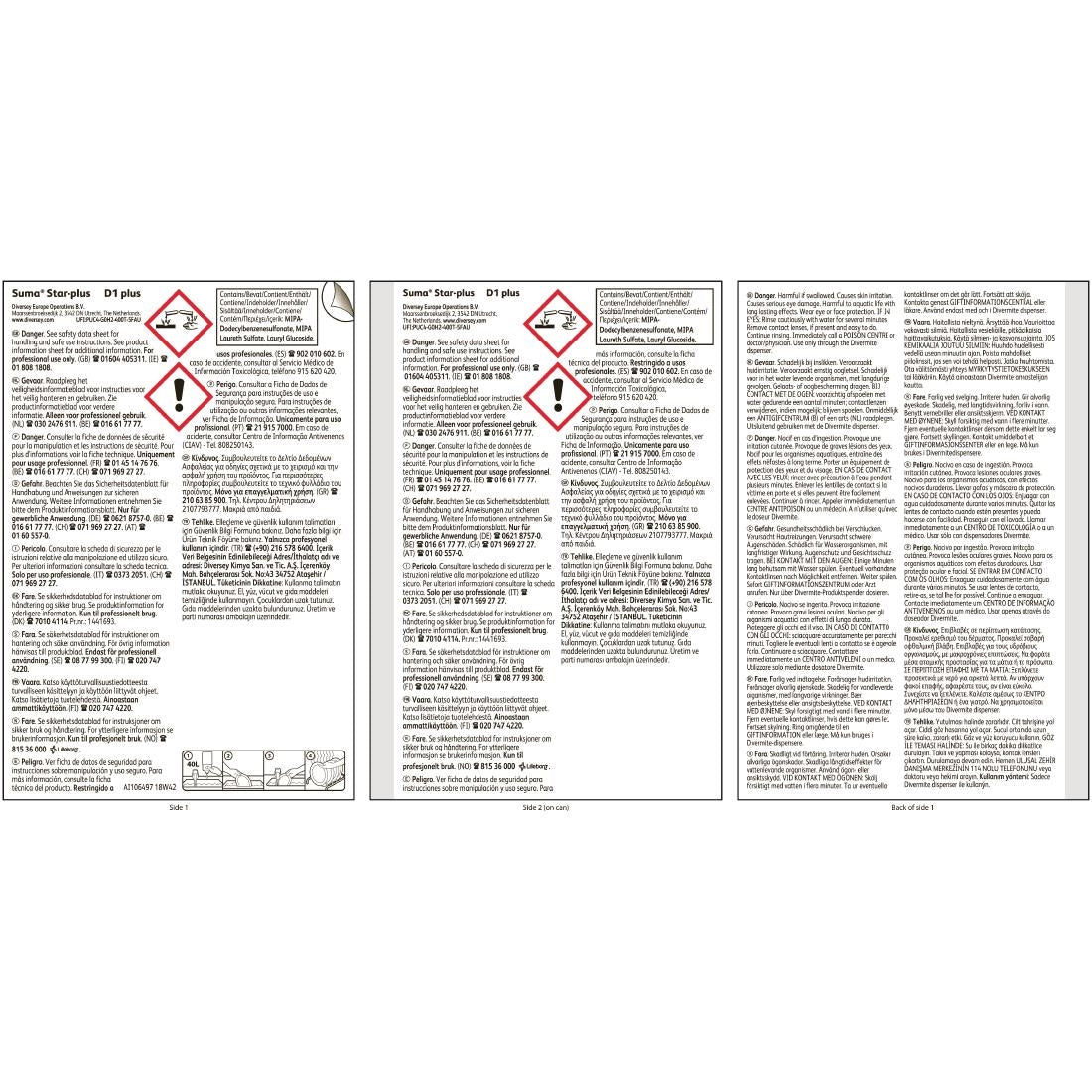 Suma Star-plus D1 Washing Up Liquid Concentrate 1.5Ltr