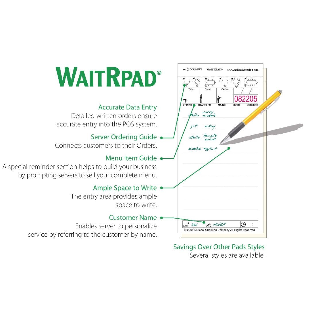WaitRpads Waiting Pads Duplicate Carbonless (10 Pack)